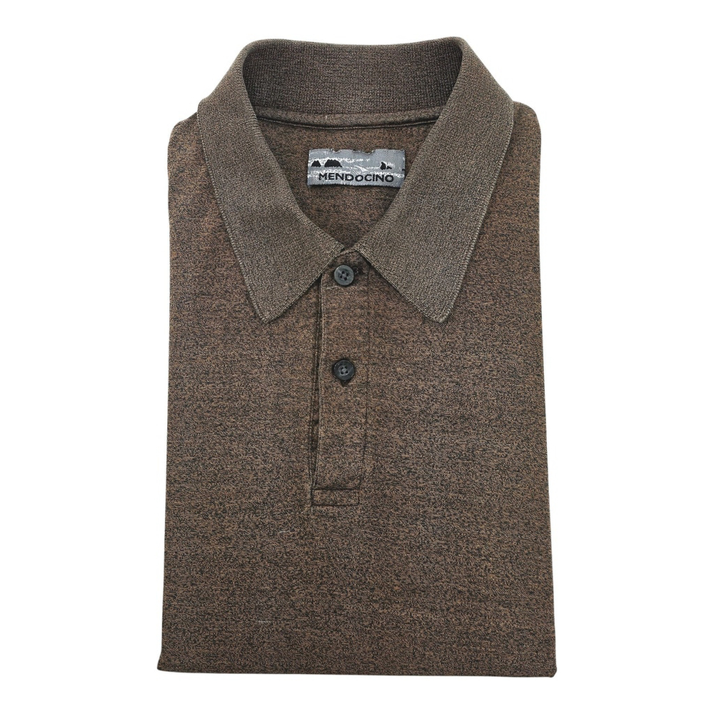 Quiet Luxury Mendocino Polo Shirt Men Brown Heather Short Sleeve - Picture 5 of 9